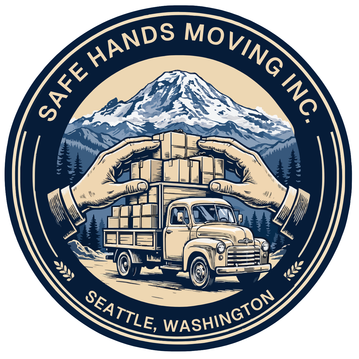 Approved Safe Hands Moving mountain-and-hands seal